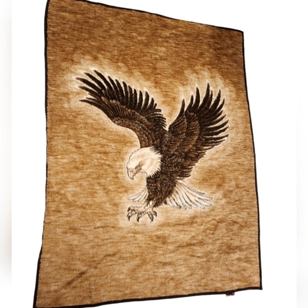 Vintage Biederlack Bald Eagle Blanket Throw Made in‎ Spain 56 × 77 Reversible